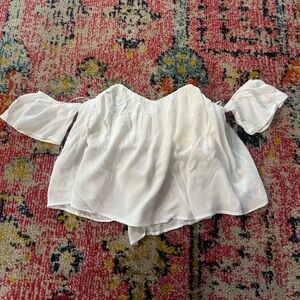 Dee Elle White Off-Shoulder Crop Blouse